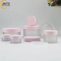 In Stock 0.5oz 1oz 4oz 6oz 8oz Cosmetics Frosted PETG Plastic Cream Jars with Pink Lid for Lip Balm Body Scrub Butter Containers