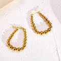 U Shape Gold Plated Beaded Earrings Handmade Stainless Steel Hoop Earrings