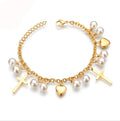 Hot Style Bangle Custom Jewelry Woman Men Cross Pearl Stainless Steel Charm Fine Bracelet