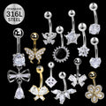 Belly Jewelry Stainless Steel Navel Rings Dangling Butterfly Belly Piercing Belly Button Ring Navel Rings Body Jewelry