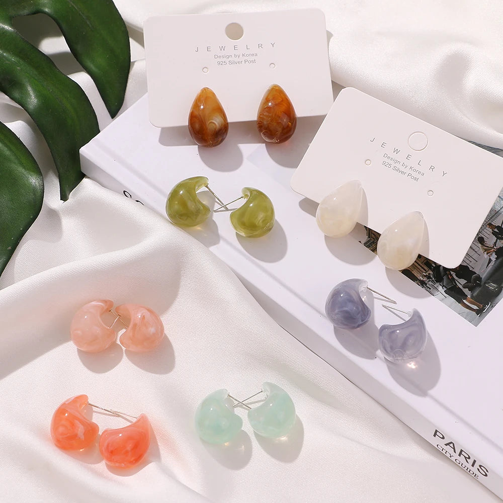 VKME Fashion Colorful Water Drop Acrylic Resin Earrings for Women Jewelry