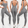 Customized Logo Women's Sports Bodysuit Backless Gym Jumpsuit Fitness One Piece Yoga Jumpsuit