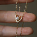 925 Sterling Silver Necklace Fashion 18k Gold Plated Peal Heart Shape Diamond Necklace for Women