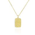 Copper 18k Gold Plated Square Round Pendant Ins Style Evil Eye Necklace