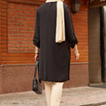 Custom Lady Summer Long Sleeve Chiffon Pleated Solid Shirt Dubai Turkey Abaya Blusas Casual Long Tops Tunic Women Muslim Blouse