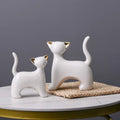 Modern Home Crafts Hand-painted Cute Series Stoneware Living Room Decor White Cat Statue Figurines for Kids