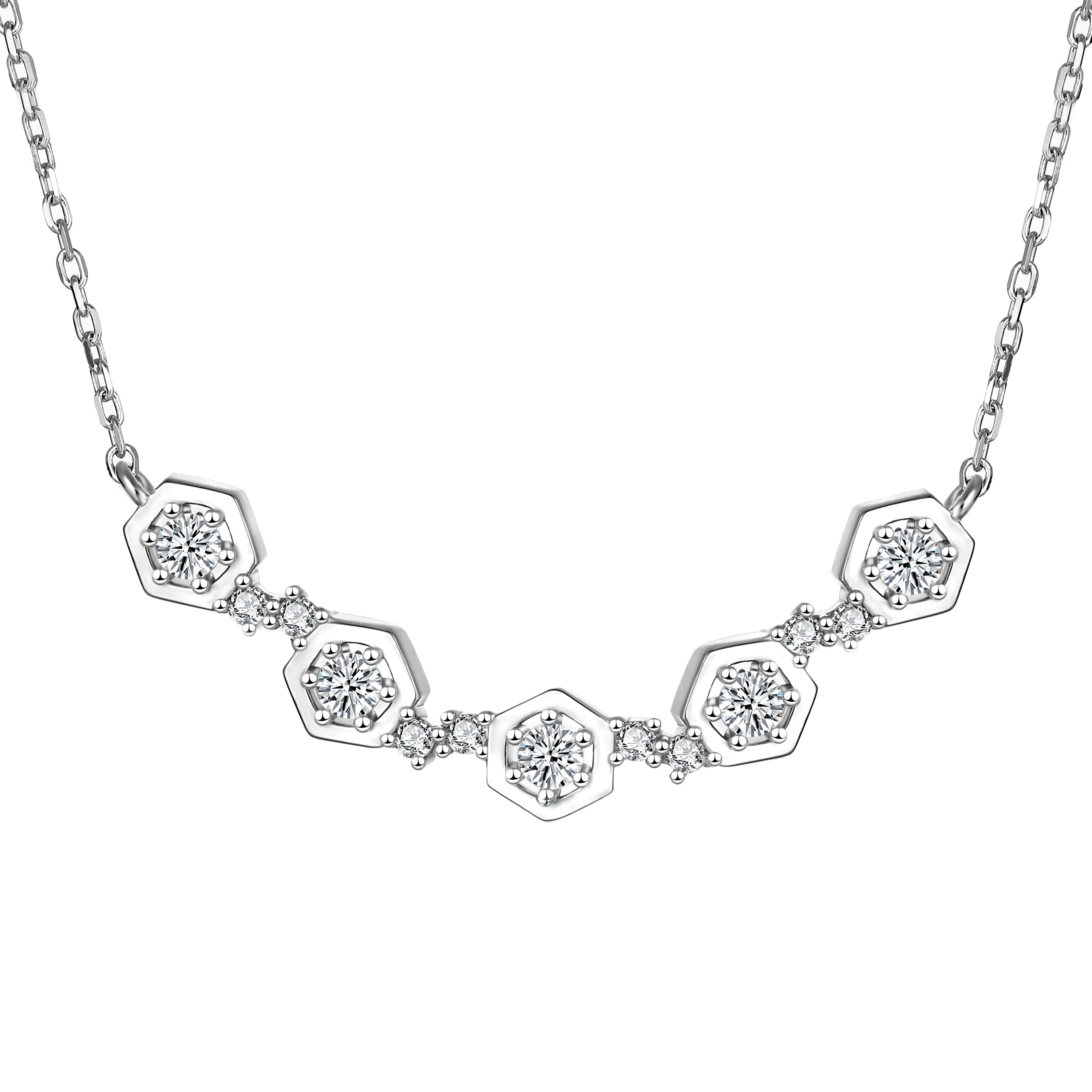 Engagement 925 Silver Round Cut CZ Pendant Necklace Wedding Bridal Fine Jewelry