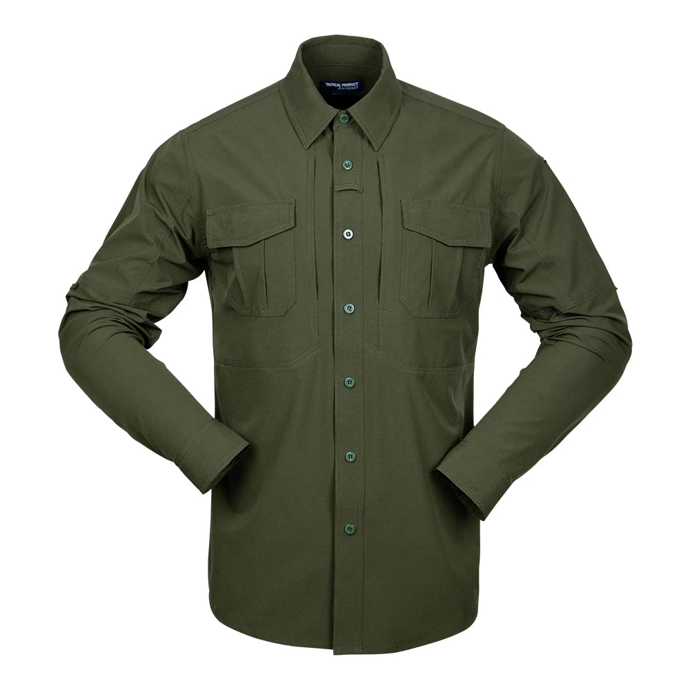 Fronter New Men's Casual Outdoor Twill Summer Long-Sleeved Quick Dry Shirt