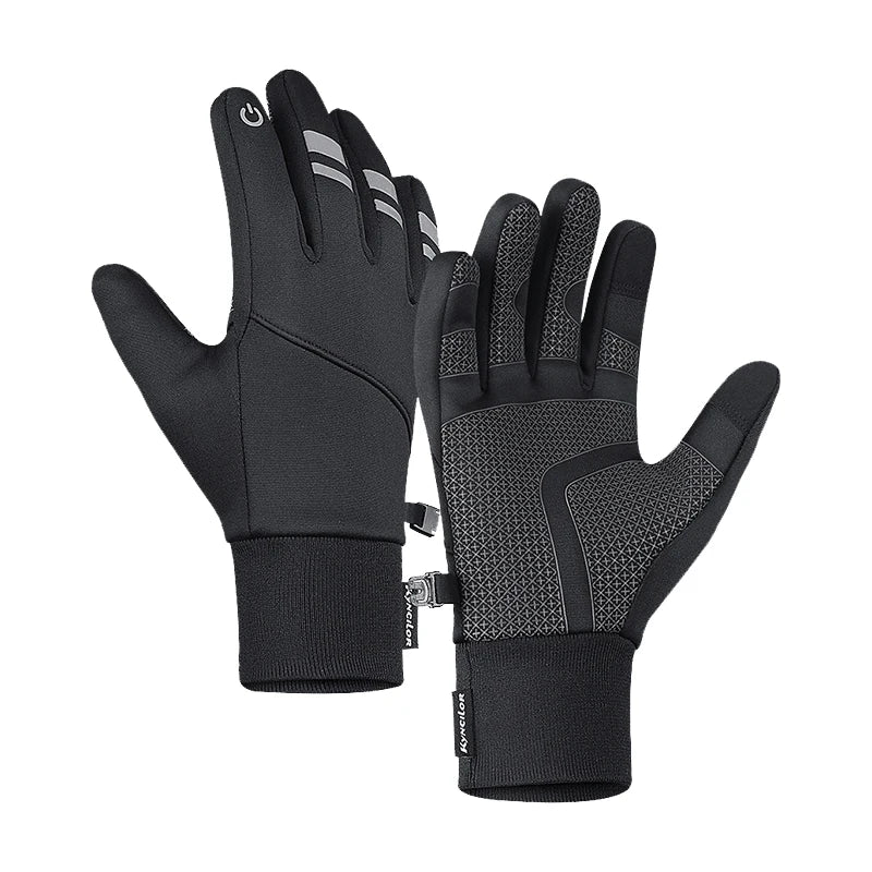 Men Women Winter Riding Gloves Waterproof Warm Nylon Silicone Breathable Short Finger Antislip Touch Screen Outdoor Gloves