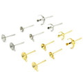 6mm Stainless Steel Stud Earring Parts Fringe Women Pearl Bow Base Connector Natural Stone Earrings Posts for Jewelry Making