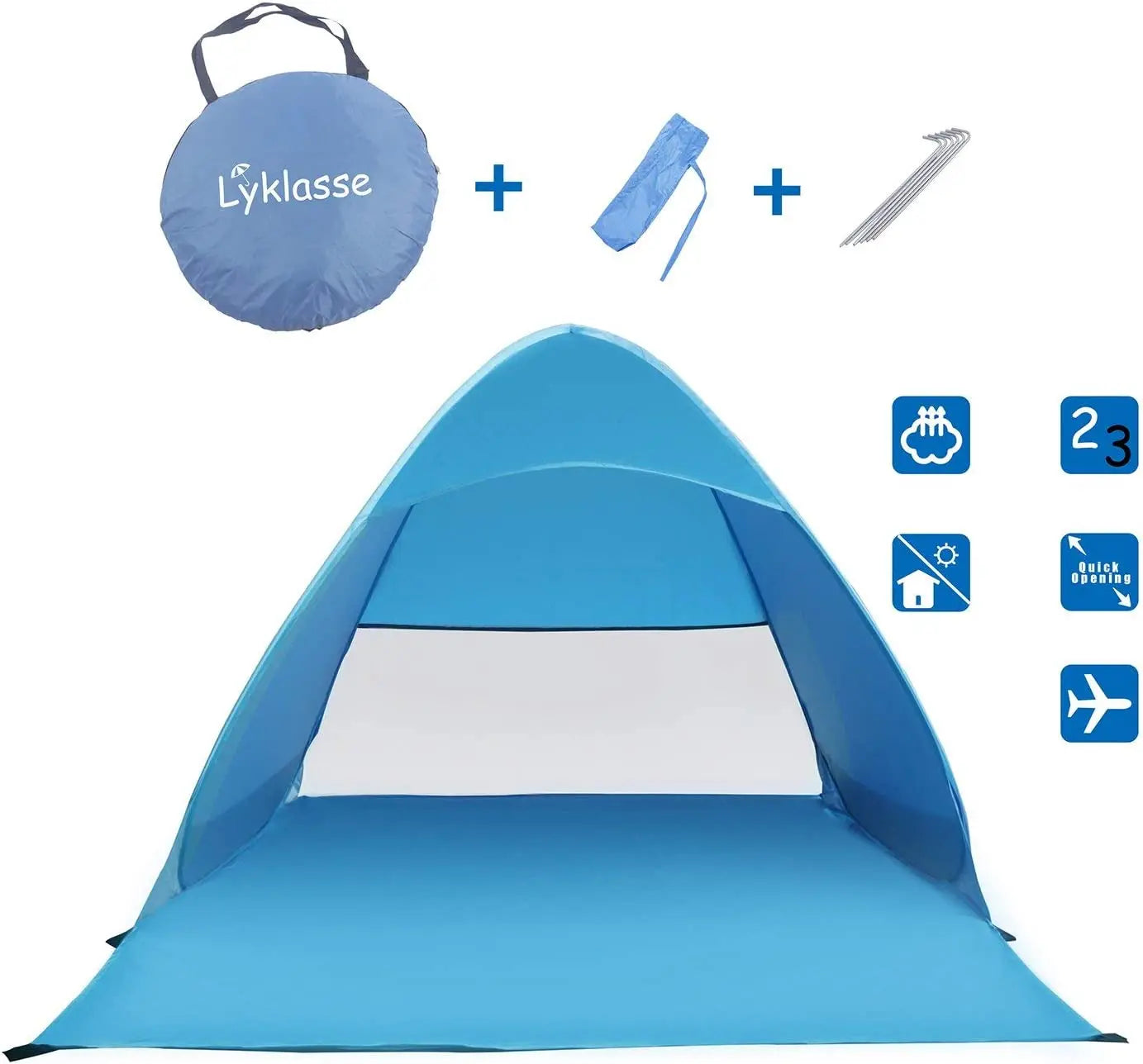 Woqi Beach Tent Pop up Portable Summer Sun Shelter Tent UV Protection Outdoor Camping Tent with Carry Bag