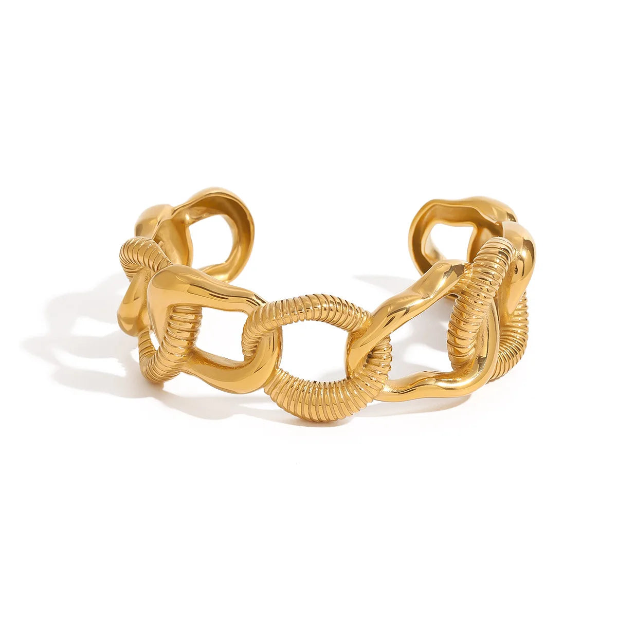 N&S Bohemian Geometric 18K Gold Stainless Steel Smooth Braided Irregular Chain Bracelet for Parties