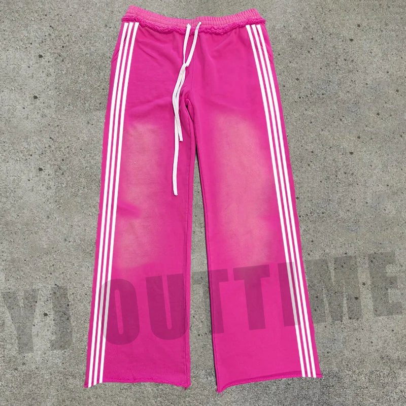 Wholesale Heavyweight Loose Wide Leg Baggy Sweat Pants Custom Color Logo Printed Flared Stacked Sweatpants Men