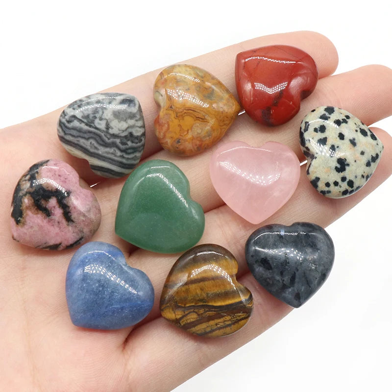 Light Luxury Random Color Cute 20mm Heart Stone Natural Healing Crystals Gemstone High Polished Lovely Ornament Decoration