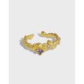 Ins Niche Design Sense Irregular Microinlaid Zircon Texture  S925 Sterling Silver Open Ring