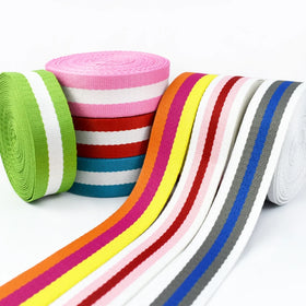 Meetee RD152 32mm Luggage Garment Sewing Accessories Thick Ribbon Color Striped Polyester Mesh Silk Ribbon DIY Webbing