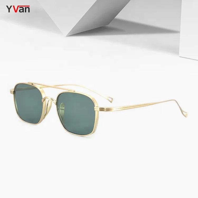 Japanese Titanium Sunglasses Double Bridge Polarized Sun Glasses Fashion Women Square Retro Shades UV400 Eyewear Wholesale