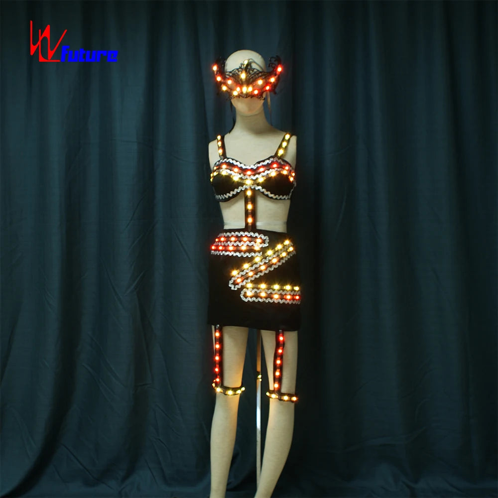 Inspired LED Luminous Stage Dress Ballroom Performance Wear for Adults Stripper Inspired