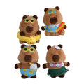 13cm Hawaiian Summer Stuffed Animal Toy Capybara Plush Keychains Toys Swimming Ring Skateboard Doll Key Chains Capybara Keychain