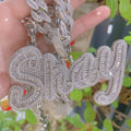 Hip Hop Necklace Full Rhinestone Diamond Capital T Square Zirconium Baguette Iced Out Zircon Custom Letter Name Necklace