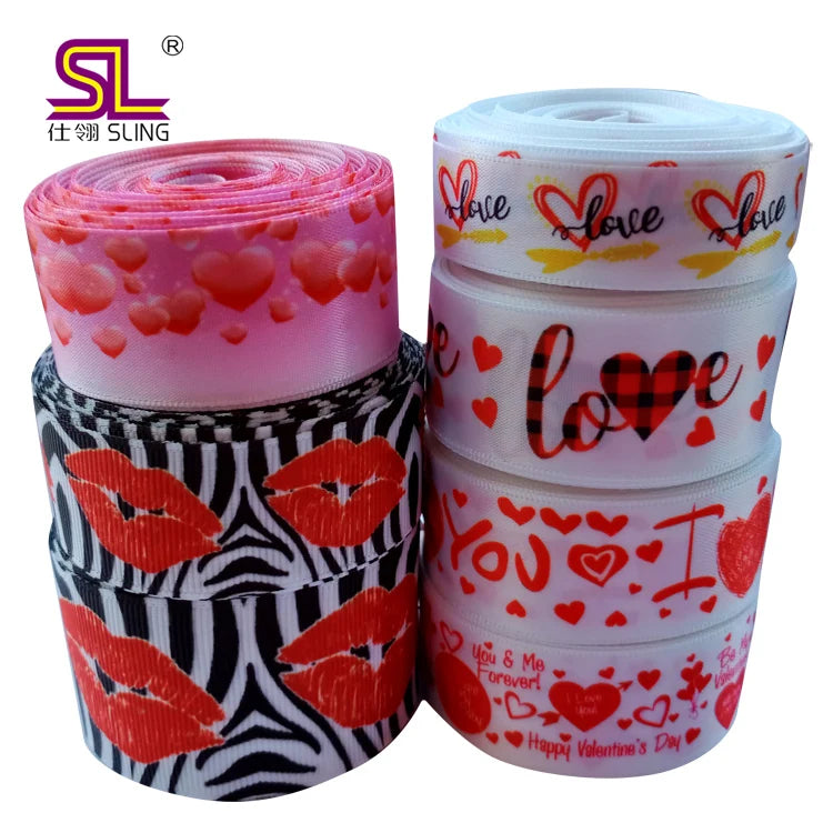 Factory Wholesale Custom Embossed Logo Grosgrain Ribbon Spool Printed Polyester Material for Gift Wrapping & Celebrations