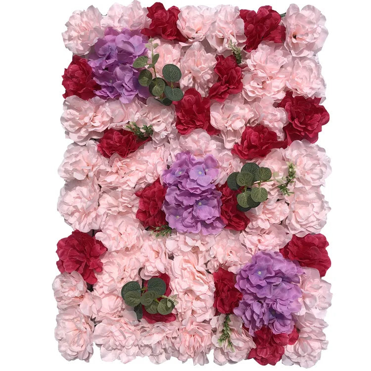 2024 Home Decor 3D Silk Flower Wall Red Rose Flower Wall Panel for Wedding Decor