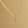 Waterproof 14K 18K Gold Plated Bead Strips Necklace Stainless Steel Jewelry Cross Pendant Beaded Necklace for Women