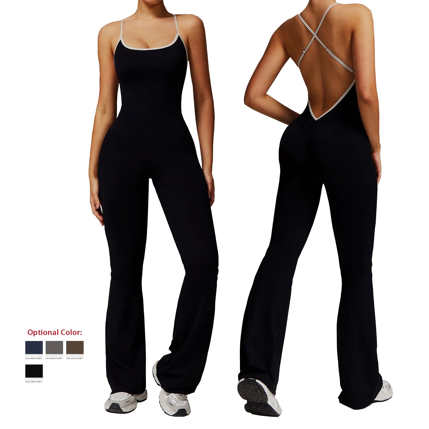 2025 Women's Fitness Adjustable Backless Gym One Piece Romper Training Workout Scrunch Jumpsuit New Yoga Sets Sports Bodysuits
