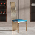 Luxury Gold Hotel High Back  Leather Cushion Dining Chair Stainless Steel Wedding Chair