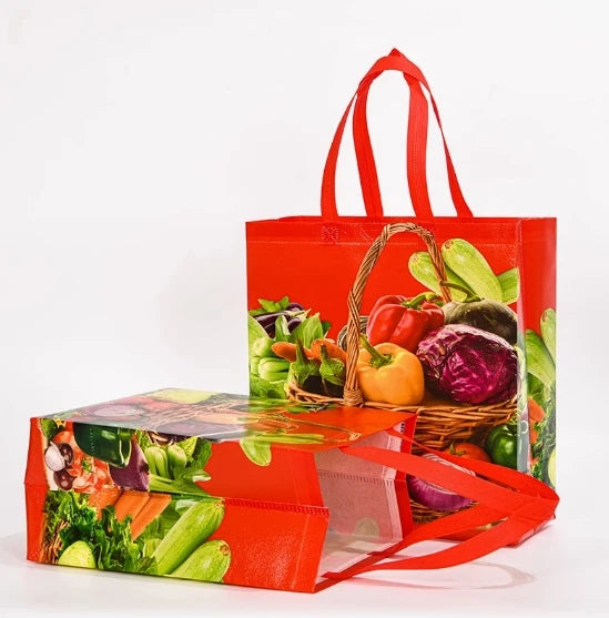 Customized Plastic Shopping Bag Fruit and Vegetable Eco Foldable Laminated Fabric Non-woven Tote Bags