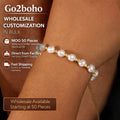 Go2BoHo Bohemia Style Gold Plated Copper Bead and Imitation Pearl Beaded Bracelet for Girls Trendy Ball Shape for Party or Gift