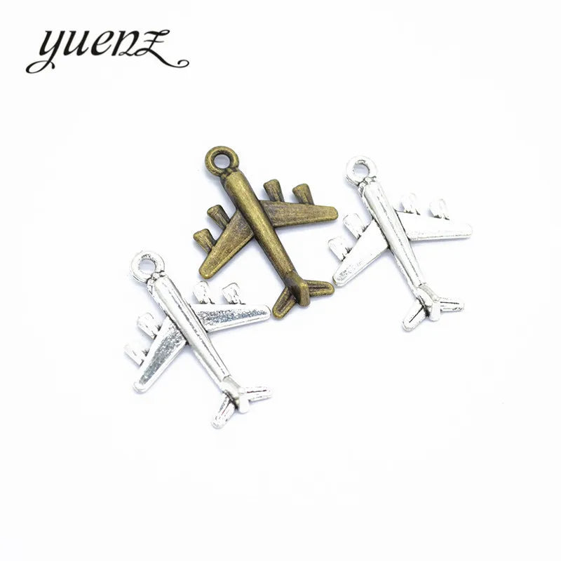 YuenZ Antique Silver Plated Zinc Alloy Necklaces Pendants Jewelry Aircraft Charms Diy Handmade Jewelry Findings J258