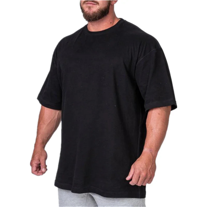 Men's 100% Cotton Oversized Short Sleeve Solid T-Shirt Custom Silk Screen Printing Anti-Wrinkle Breathable Eco-Friendly Fabric