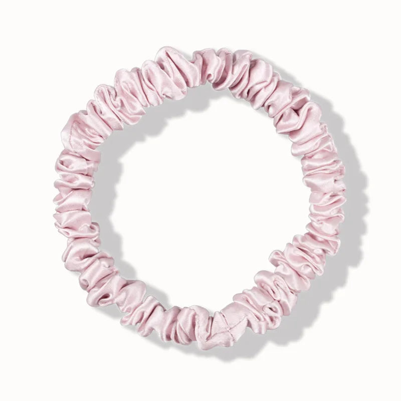 Wholesale 100% Natural Real Luxury High Elastic Customizable Women Silk Scrunchies 1cm for Ponytail