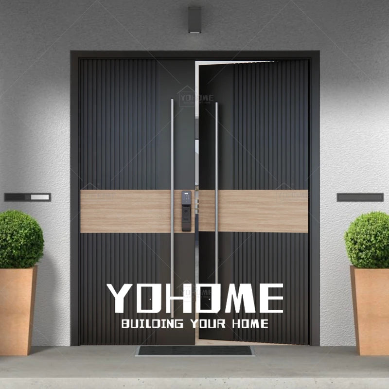 American Mansion Turkish Porte Double Battant Exterior Door Front Doors for Houses Modern Metal Front Double Door