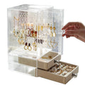 Dustproof Jewelry Stand Clear Hanging Ring Necklace Bracelet Acrylic Earring Holder Jewelry Display Case with Drawers