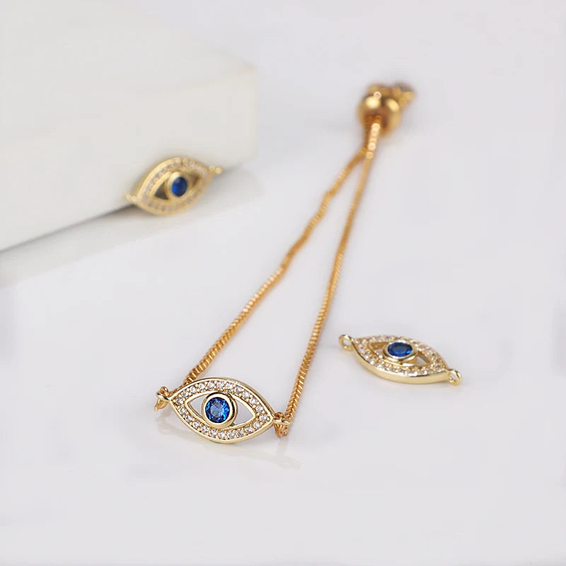 Fashion Inlay Zircon EvilEye 18k Gold Plated Lucky Goddess Pendant Jewelry Making Supplier Custom Pendants