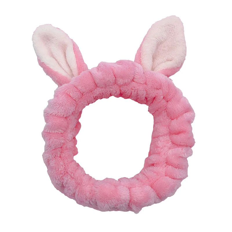 Women Girl Cute Hairband Wrap Accessories Make up Rabbit Bunny Ears Flannel Velvet Headband