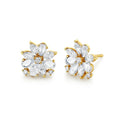 LOZRUNVE 925 Sterling Silver Fancy Marquise Crystal Flower Stud Luxury Party Earring for Women