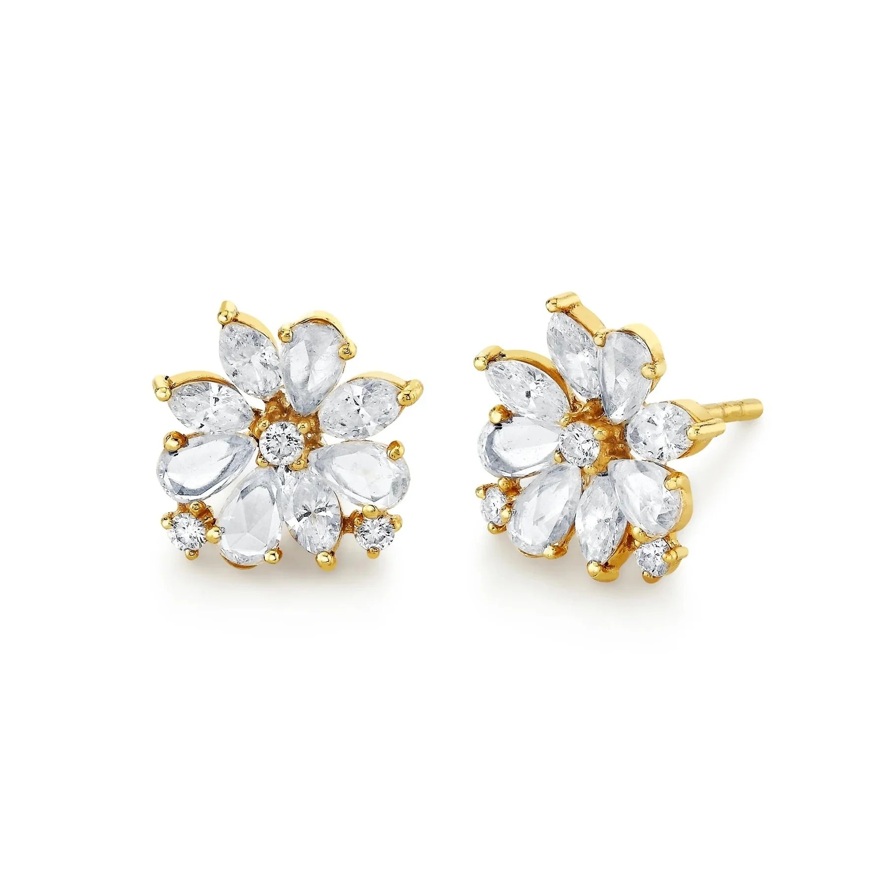 LOZRUNVE 925 Sterling Silver Fancy Marquise Crystal Flower Stud Luxury Party Earring for Women