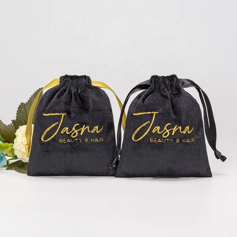 Custom Large Velvet Drawstring Pouch Bag With Logo