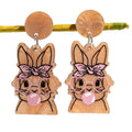 Wholesale Easter Cute Blown Bubble Bow Bunny Acrylic Drop Earrings Manufacturers' Holiday Wear Fashion Accessories