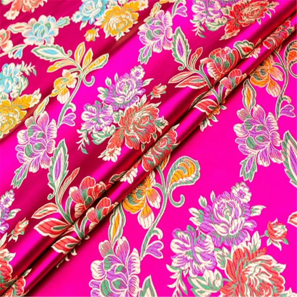 Colorful Top Quality Graceful Vintage Flower Design Brocade Fabric for Queen Festival Clothes Decoration Shoes
