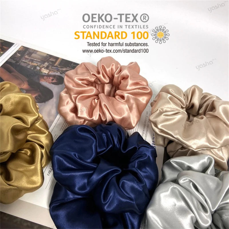6CM 16 19 22mm Mulberry Silk Scrunchies Hair Ties Pure Stain Pack Oversized Mulberry 100% Silk Hair Scrunchies Silk Scrunchie