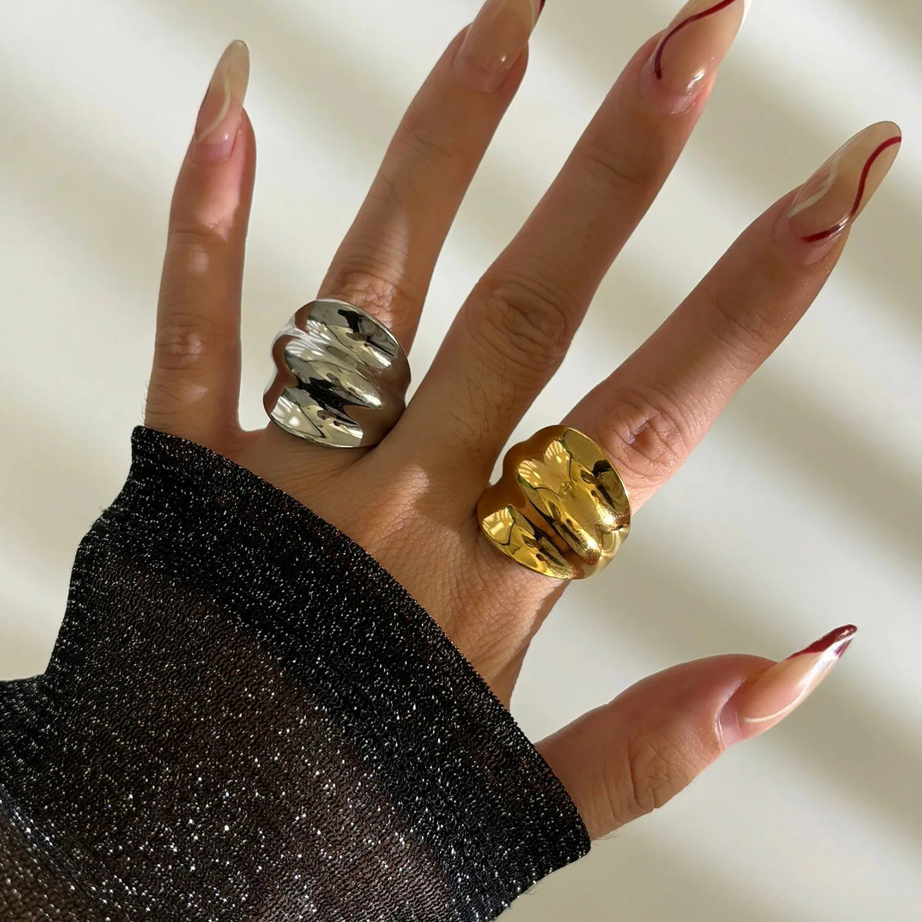 SC New Arrival Fashion Gold Silver Plated Rings Trendy Stainless Steel Rings Simple Geometric Finger Rings for Women