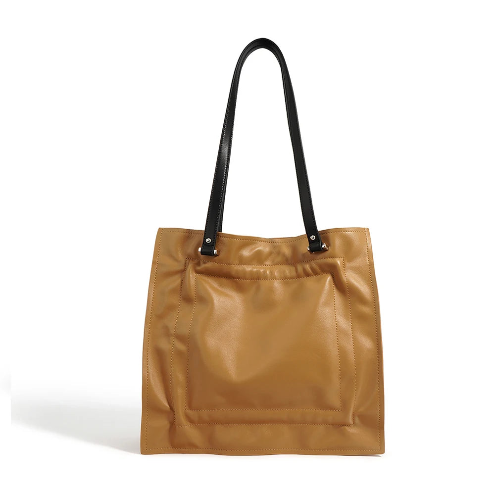 Wholesale Large Capacity Cowhide Leather Tote Bag for Women  Your Creative Design Genuine Leather Tote Bag for Women