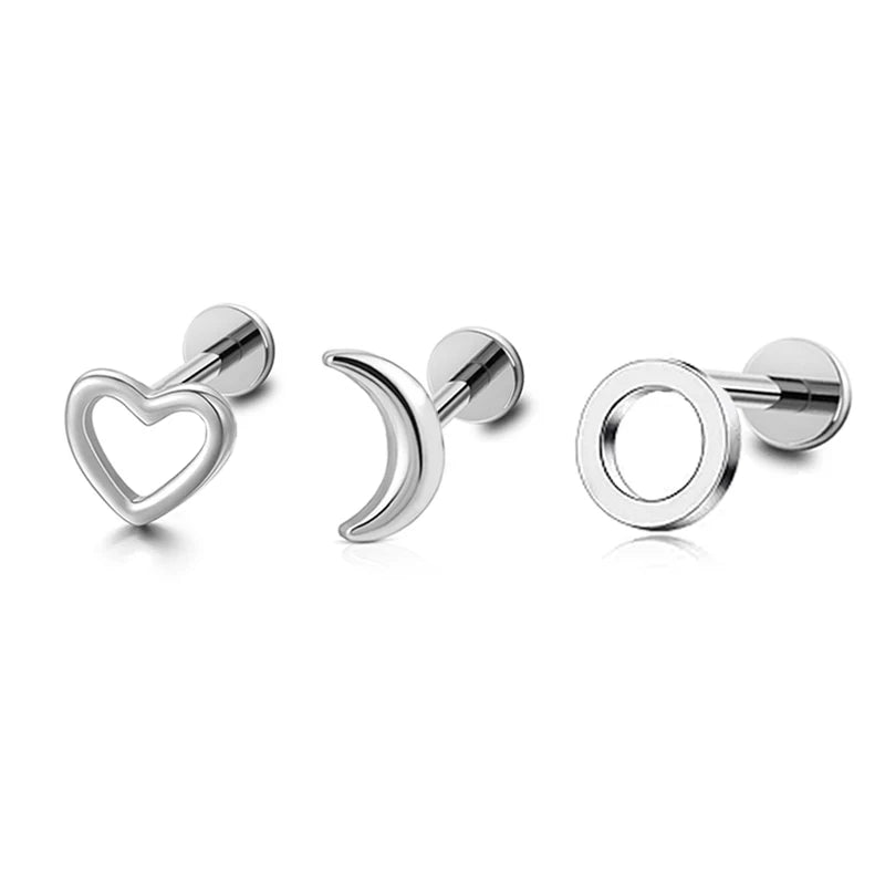 Wholesale Titanium Surgical Earrings Tragus Stud and Lip Labret Ring Gold Plated Helix Cartilage Piercing Jewelry for Weddings
