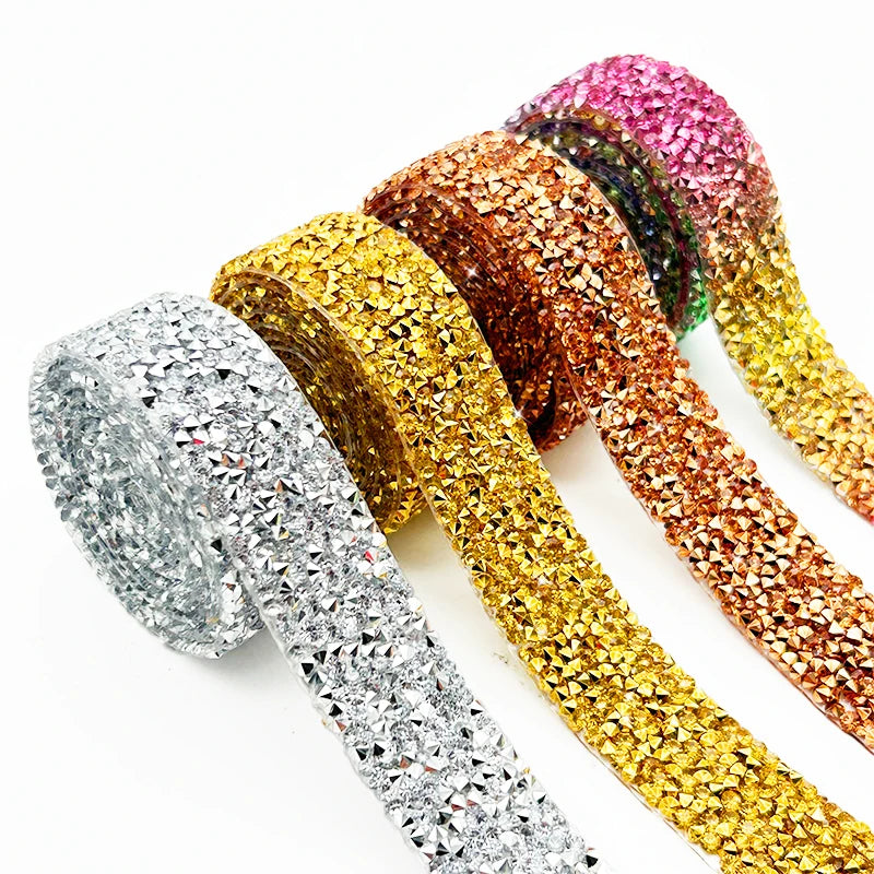 1 Yard Hot-Fix 3mm Crystal Rhinestone Trimming Resin Motif Strass Tape for Dresses Bags Shoes