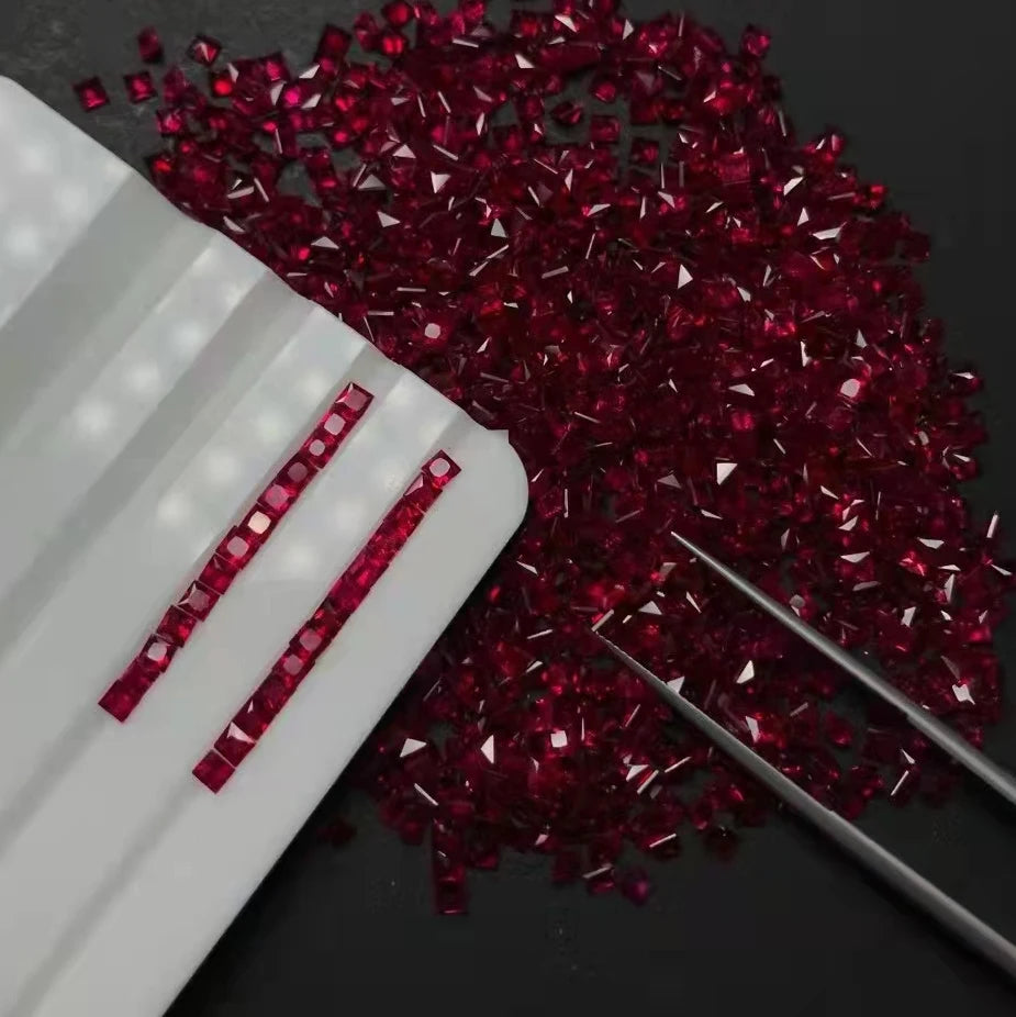 Square Princess Cut 1.5mm ~ 3.0mm Good Quality Loose Gemstone Wholesale Prices Natural Ruby Stone