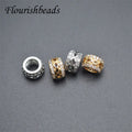 Jewelry Accessories 18K Gold Rhodium Plated Round Shape Hollow CZ Pave Spacer Beads for Bracelet Necklace Making
